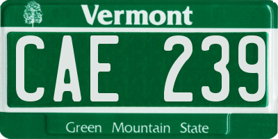 VT license plate CAE239