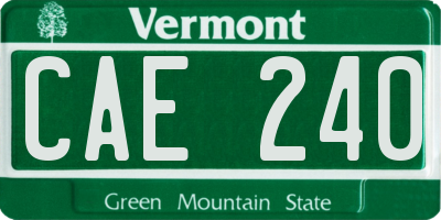 VT license plate CAE240