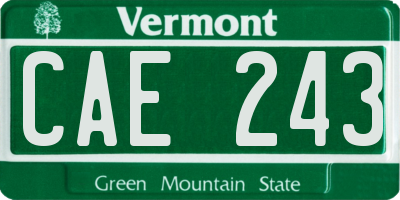 VT license plate CAE243