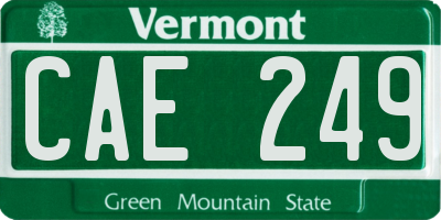 VT license plate CAE249