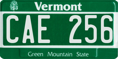 VT license plate CAE256