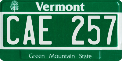 VT license plate CAE257