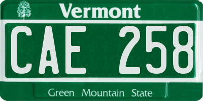 VT license plate CAE258