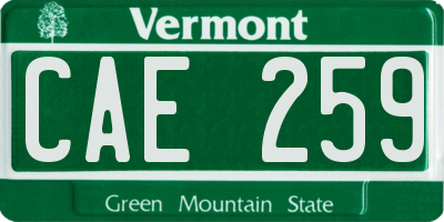 VT license plate CAE259
