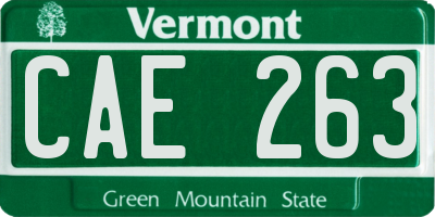 VT license plate CAE263