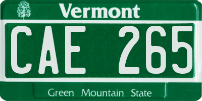 VT license plate CAE265