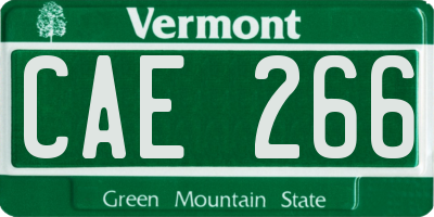 VT license plate CAE266
