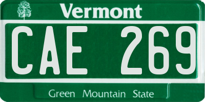 VT license plate CAE269