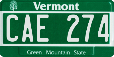VT license plate CAE274