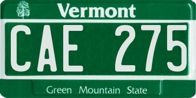 VT license plate CAE275