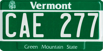 VT license plate CAE277