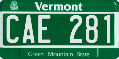 VT license plate CAE281