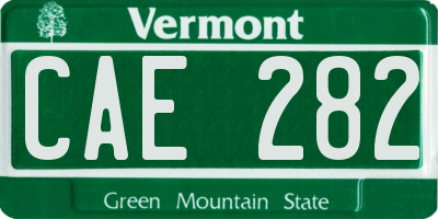 VT license plate CAE282