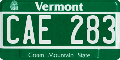 VT license plate CAE283