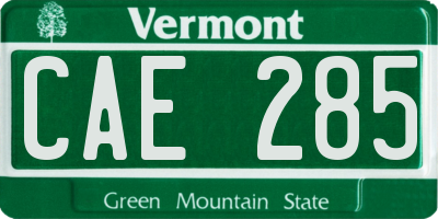 VT license plate CAE285