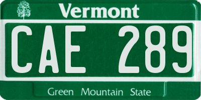 VT license plate CAE289