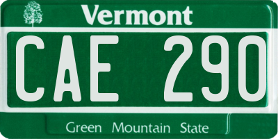 VT license plate CAE290
