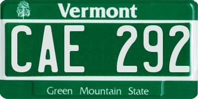 VT license plate CAE292
