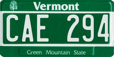 VT license plate CAE294
