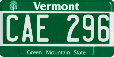 VT license plate CAE296