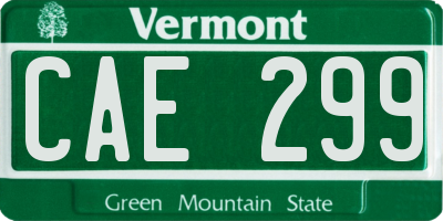 VT license plate CAE299