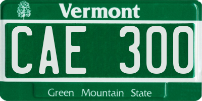VT license plate CAE300