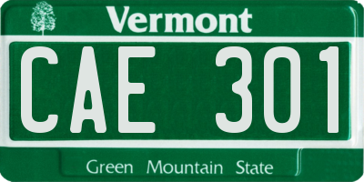 VT license plate CAE301