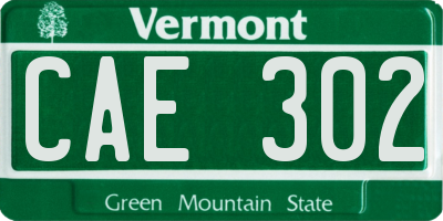 VT license plate CAE302