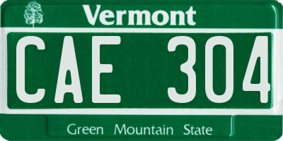 VT license plate CAE304
