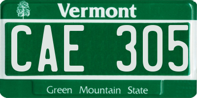 VT license plate CAE305