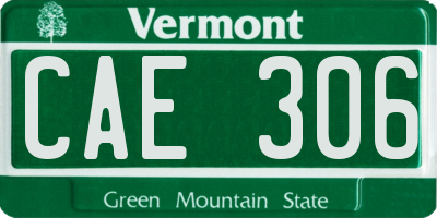 VT license plate CAE306