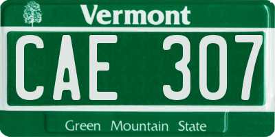 VT license plate CAE307
