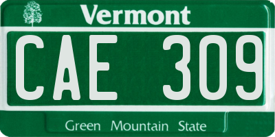 VT license plate CAE309