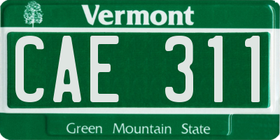 VT license plate CAE311