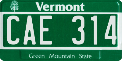 VT license plate CAE314
