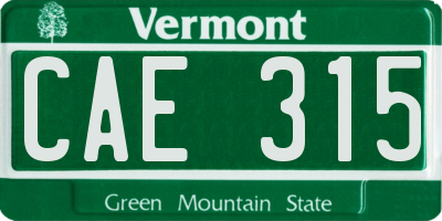 VT license plate CAE315
