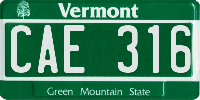 VT license plate CAE316