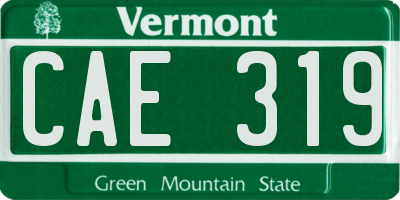VT license plate CAE319