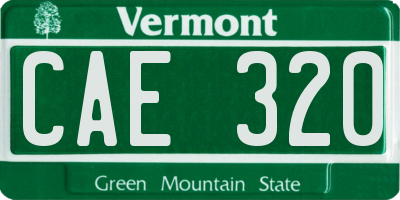 VT license plate CAE320