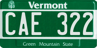 VT license plate CAE322