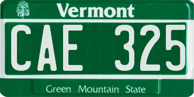 VT license plate CAE325