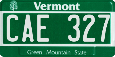 VT license plate CAE327