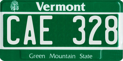 VT license plate CAE328