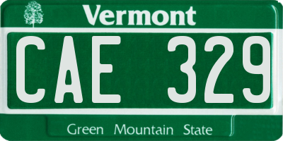 VT license plate CAE329
