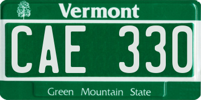 VT license plate CAE330