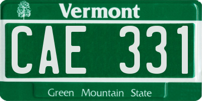 VT license plate CAE331