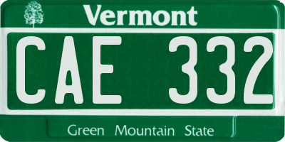 VT license plate CAE332