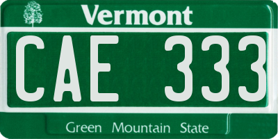 VT license plate CAE333