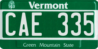 VT license plate CAE335