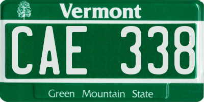 VT license plate CAE338